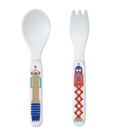 2-PIECE CUTLERY SET GLITTERING LES ROBOTS