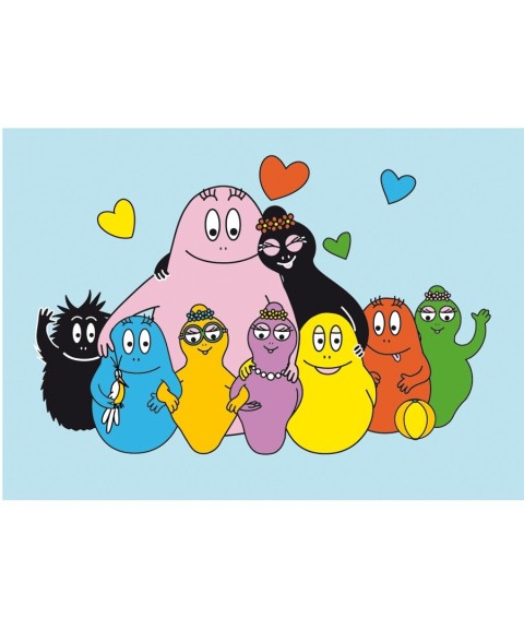 CARTE DOUBLE BARBAPAPA FAMILLE BLEU