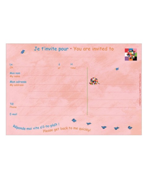 SET OF 10 INVITATION CARDS ELMER