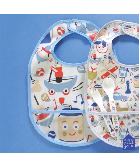 COATED COTTON BIB LES JOUETS DE MARIE BLUE