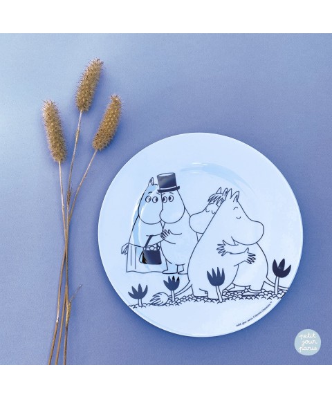 DESSERT PLATE MOOMIN "AU REVOIR" BLEU