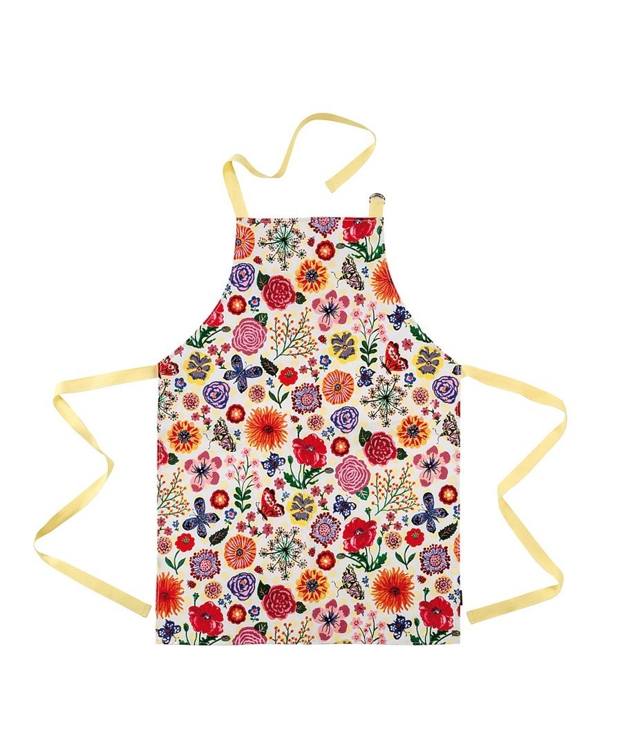 ADULT PVC COATED COTTON APRON JARDINS FLEURIS JAUNE