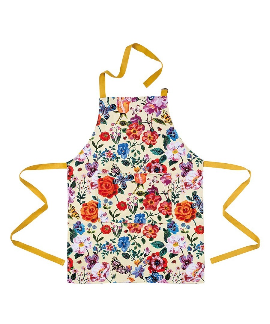 ADULT COTTON APRON WITH POCKET JARDINS FLEURIS