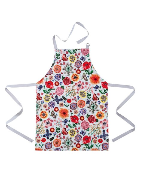 ADULT PVC COATED COTTON APRON JARDINS FLEURIS BLEU