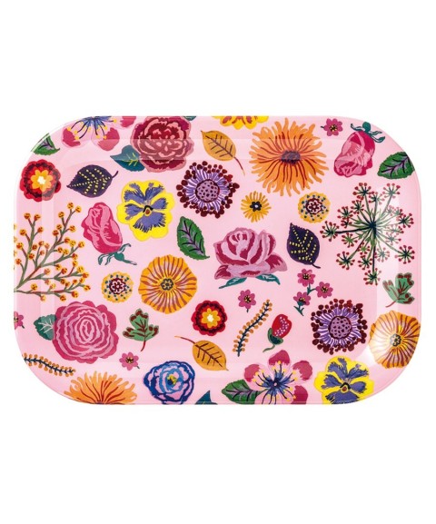 SMALL SERVING TRAY JARDINS FLEURIS PINK