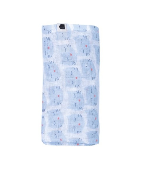 MUSLIN SWADDLE LES CHATS BLUE 70 X 70 CM