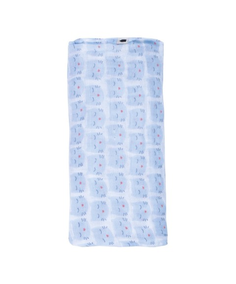 MUSLIN SWADDLE LES CHATS BLUE 120 X 120 CM