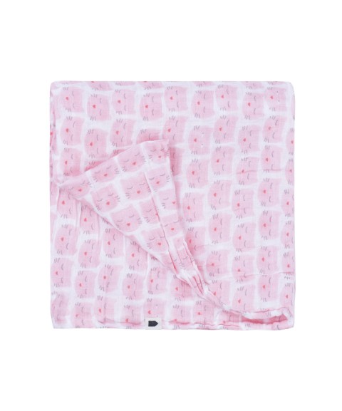 MULIN SWADDLE LES CHATS PINK 120 X 120 CM