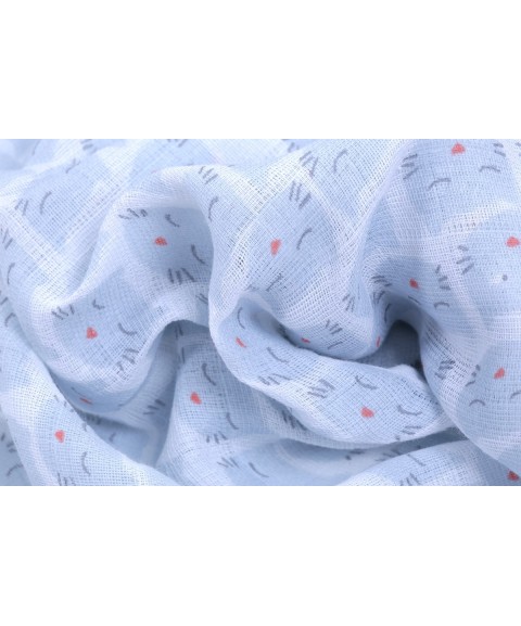 MUSLIN SWADDLE LES CHATS BLUE 70 X 70 CM