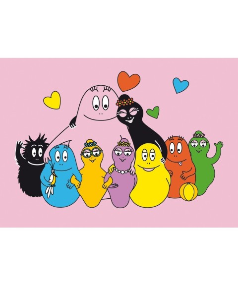 CARTE DOUBLE BARBAPAPA FAMILLE ROSE