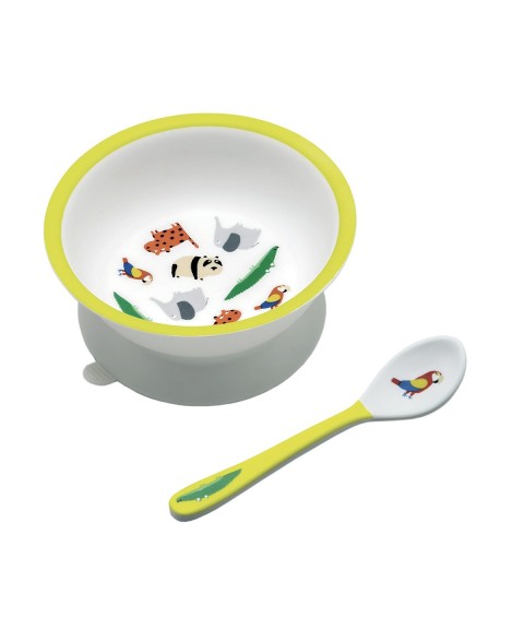 BOWL WITH SUCTION PAD AND SPOON ZOO