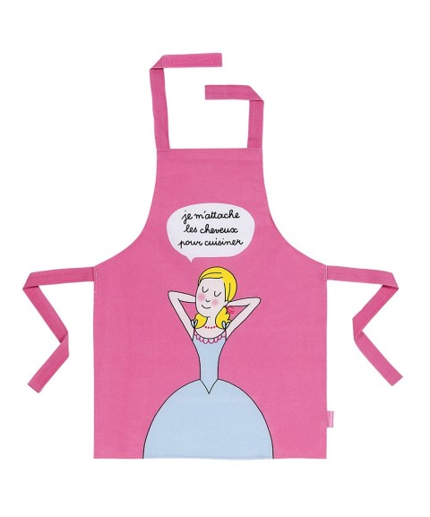 PVC COATED COTTON APRON PRINCESS "JE M'ATTACHE LES CHEVEUX"