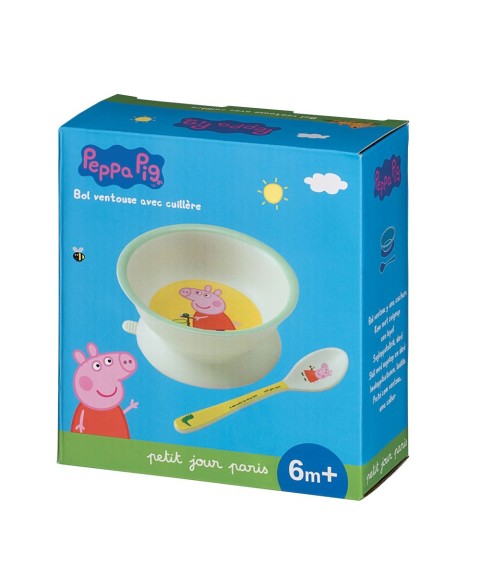 BOL VENTOUSE AVEC CUILLÈRE PEPPA PIG