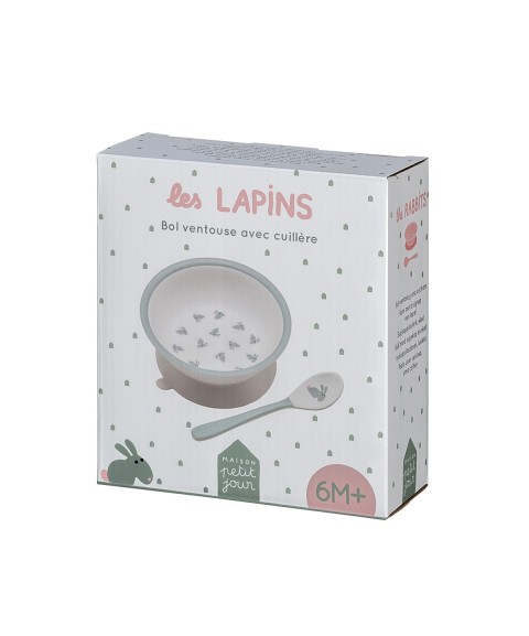 BOWL WITH SUCTION PAD AND SPOON LES LAPINS