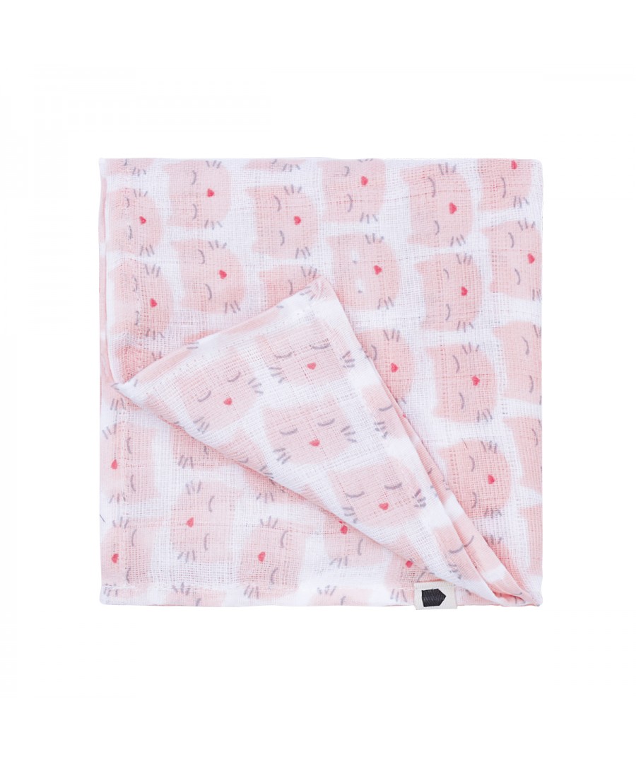 MUSLIN SWADDLE LES CHATS PINK 70 X 70 CM