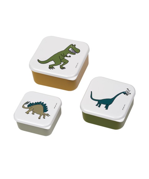 SET OF 3 LUNCH BOXES LES DINOSAURES