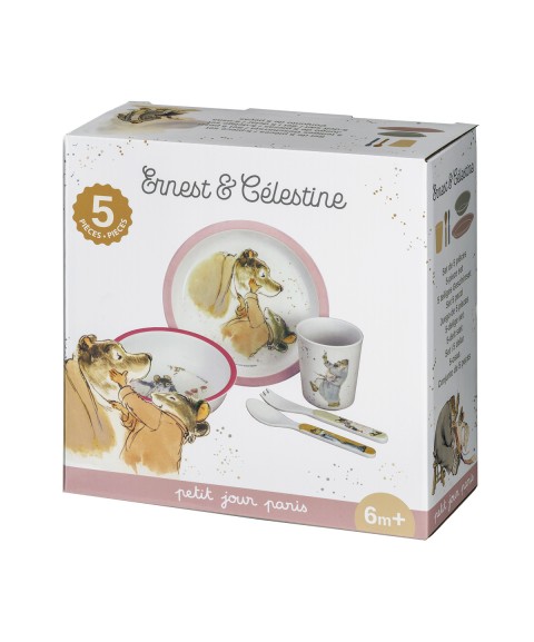 COFFRET CADEAU 5 PIÈCES ERNEST ET CÉLESTINE ROSE