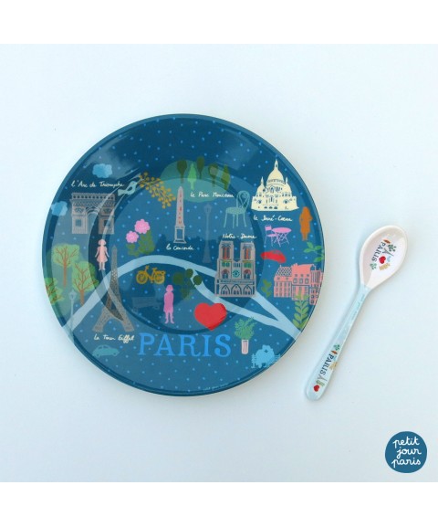 ASSIETTE À DESSERT PLAN DE PARIS BLEU LE PARIS D'ÉMILIE Ø 20cm