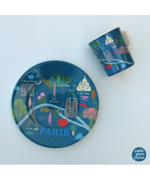 ASSIETTE À DESSERT PLAN DE PARIS BLEU LE PARIS D'ÉMILIE Ø 20cm