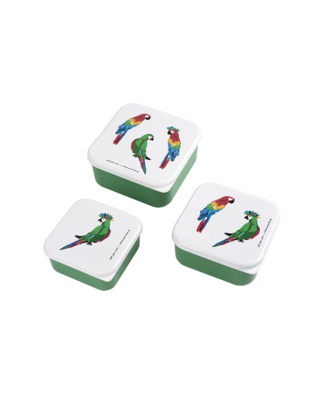 SET OF 3 LUNCH BOXES LES PERROQUETS