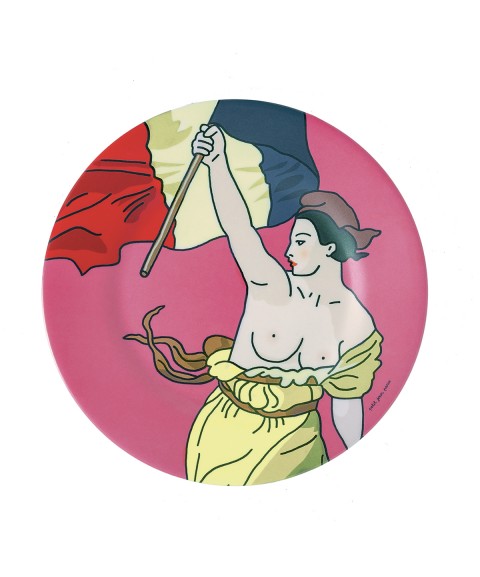 ASSIETTE À DESSERT LA LIBERTÉ GUIDANT LE PEUPLE ROSE Ø 20cm