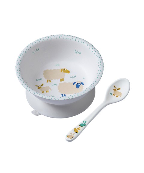 BOWL WITH SUCTION PAD AND SPOON LA FERME