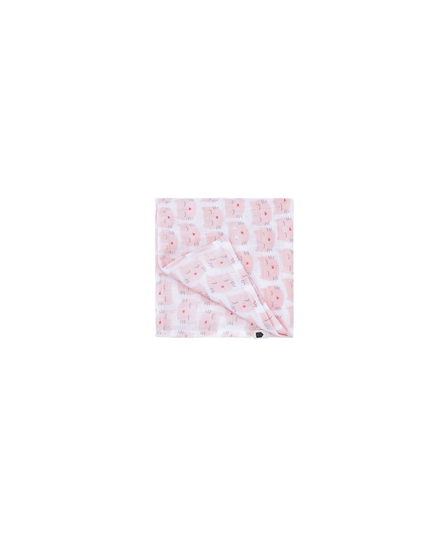 MUSLIN SWADDLE LES CHATS PINK 70 X 70 CM