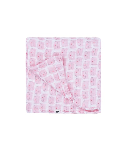 MUSLIN SWADDLE LES CHATS PINK 120 X 120 CM