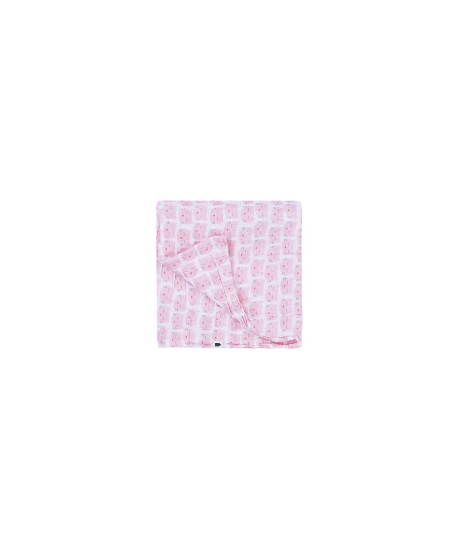 MUSLIN SWADDLE LES CHATS PINK 120 X 120 CM