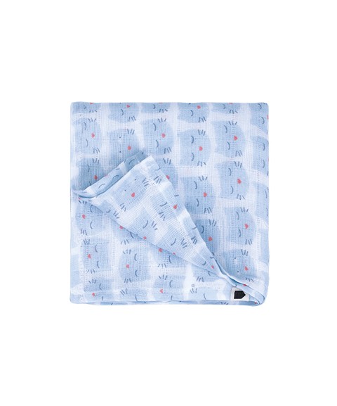 MUSLIN SWADDLE LES CHATS BLUE 70 X 70 CM