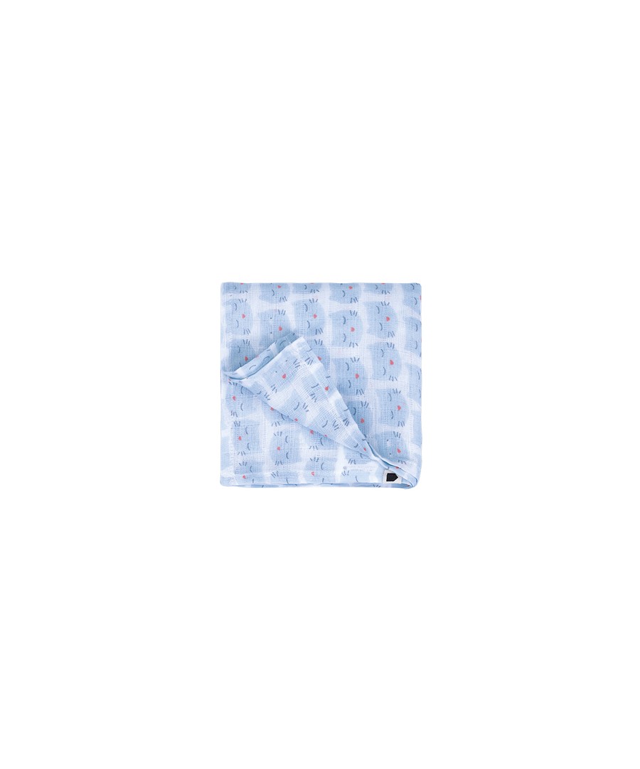 MUSLIN SWADDLE LES CHATS BLUE 70 X 70 CM