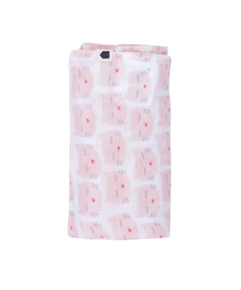 MUSLIN SWADDLE LES CHATS PINK 70 X 70 CM