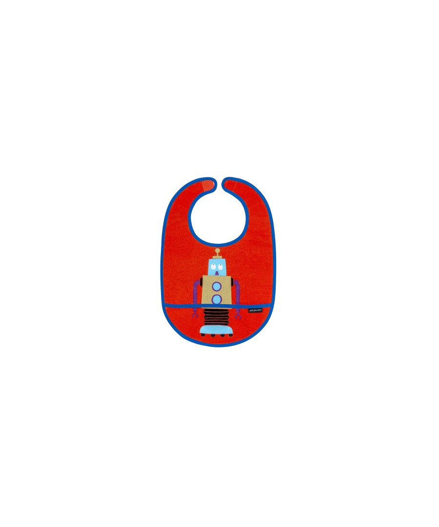 COATED COTTON BIB GLITTERING LES ROBOTS RED