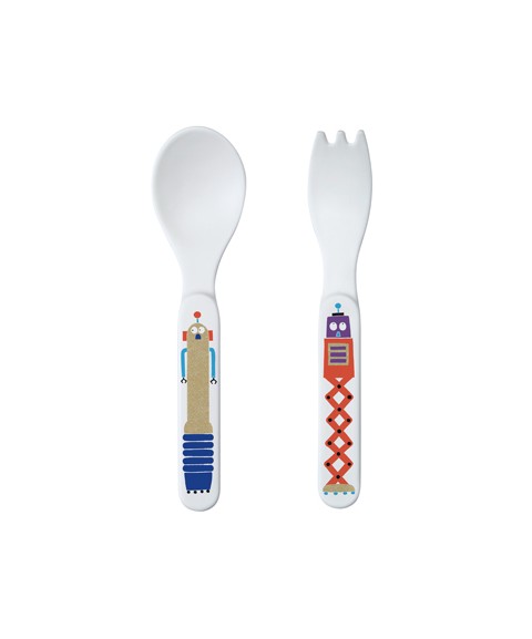 2-PIECE CUTLERY SET GLITTERING LES ROBOTS