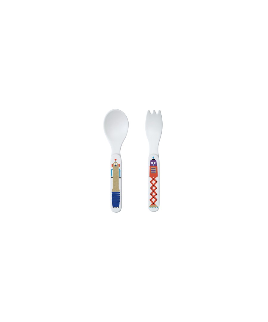 2-PIECE CUTLERY SET GLITTERING LES ROBOTS