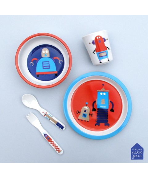 2-PIECE CUTLERY SET GLITTERING LES ROBOTS