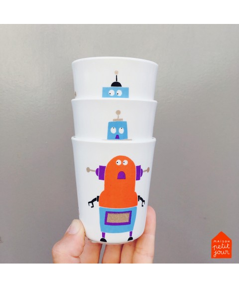 DRINKING CUP GLITTERING LES ROBOTS
