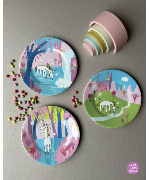 SET OF 6 DESSERT PLATES LES LICORNES