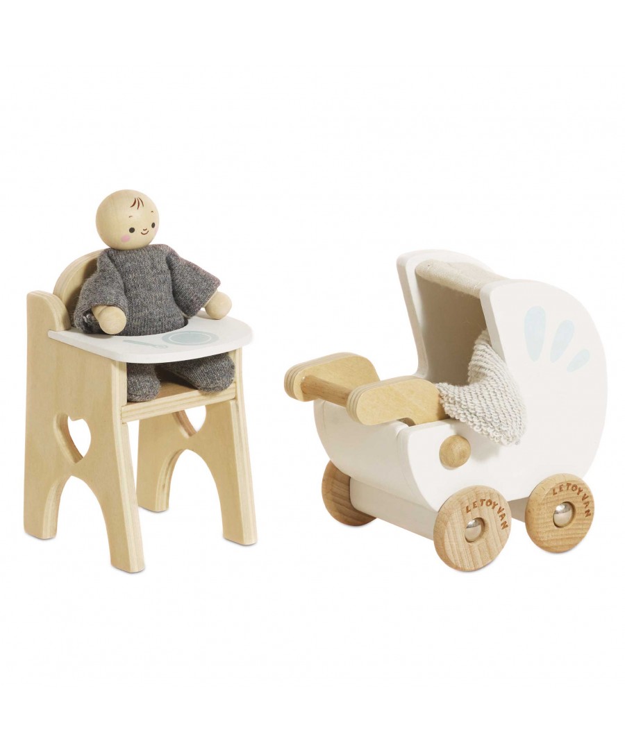 DOLLS HOUSE NURSERY & BABY SET - 5 PIECE