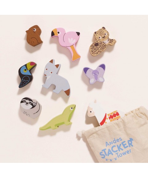 ANDES STACKING ANIMALS & BAG - 10 PIECE