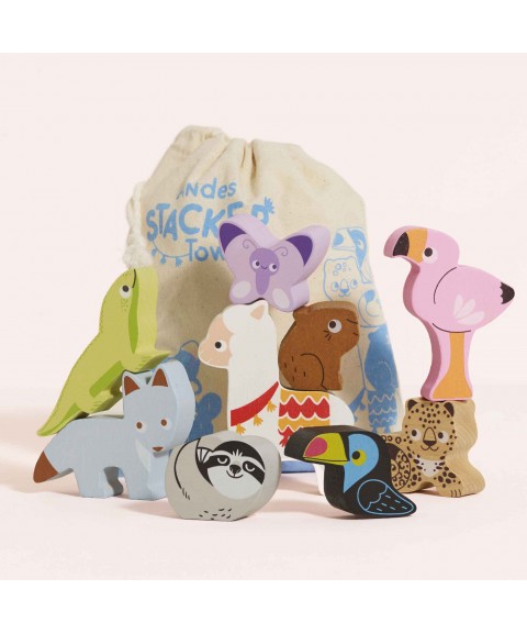 ANDES STACKING ANIMALS & BAG - 10 PIECE