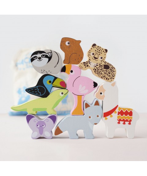 ANDES STACKING ANIMALS & BAG - 10 PIECE