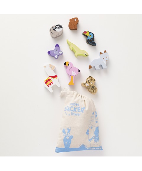 ANDES STACKING ANIMALS & BAG - 10 PIECE