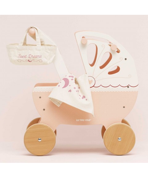 RETRO WOODEN DOLL PRAM