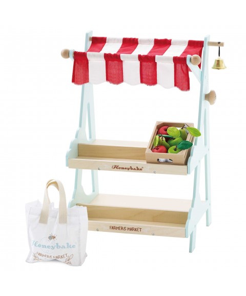 WOODEN MARKET STALL AND PLAY FRUIT CRATE
