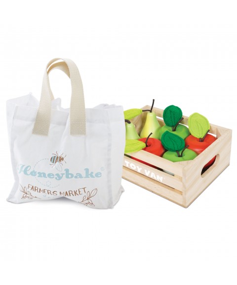 WOODEN MARKET STALL AND PLAY FRUIT CRATE