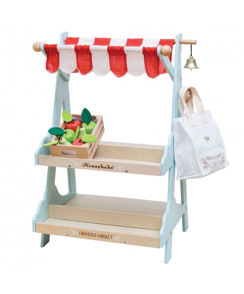 WOODEN MARKET STALL AND PLAY FRUIT CRATE