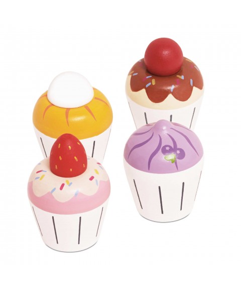 WOODE CUPCAKE PLAY FOOD SET