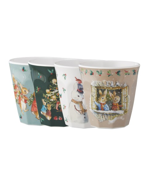 SET OF 4 PETER RABBIT CHRISTMAS TUMBLERS 
