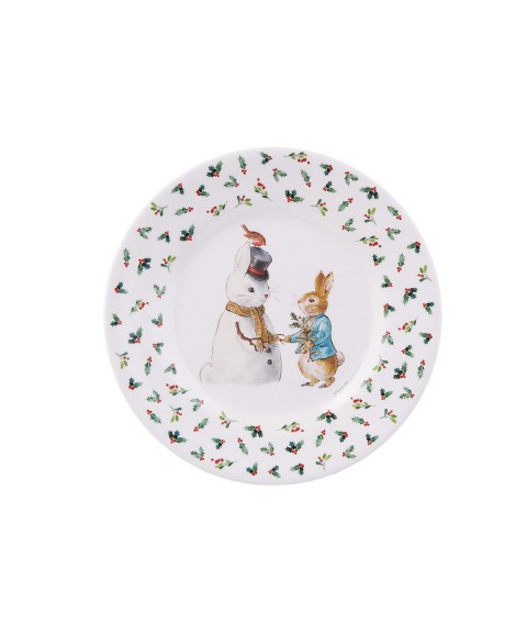 DESSERT PLATE PETER RABBIT SNOW CHRISTMAS 